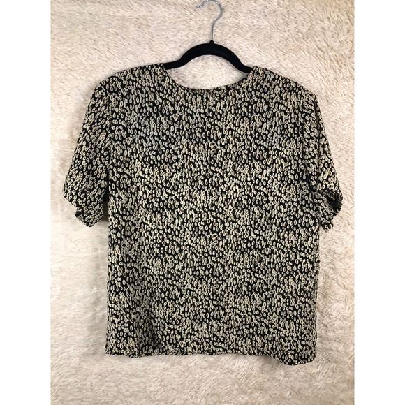 Ship'n Shore Womens Basic Blouse Black‎ Abstract Print Short Sleeve Crew Neck M - Picture 7 of 11